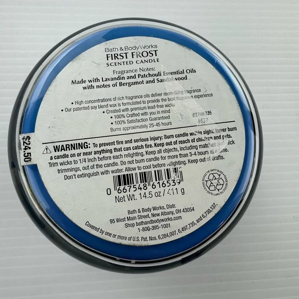 Bath & Body Works First Frost 3-Wick Scented Candle 14.5 oz Winter Blue - Picture 7 of 9